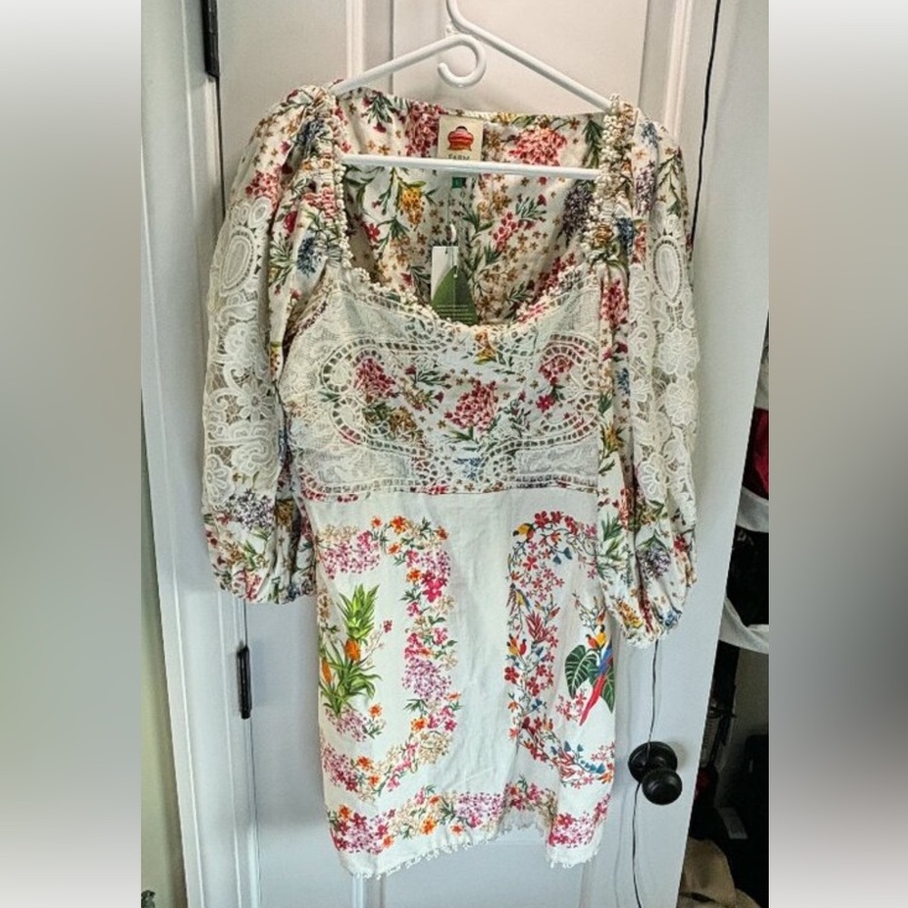 NWT Farm RIO Women's Size Large Delicate Forest Scarves Mini Dress - Picture 4 of 15